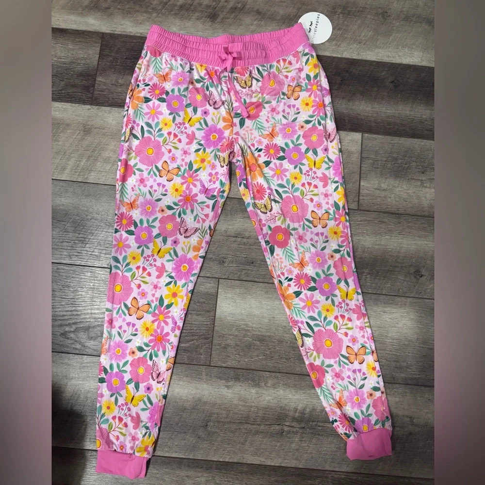 🦋🌼 Little Sleepies Pink Butterfly Blooms Women’s Small Cuffed Pajama Bottoms NWT - Picture 10 of 10